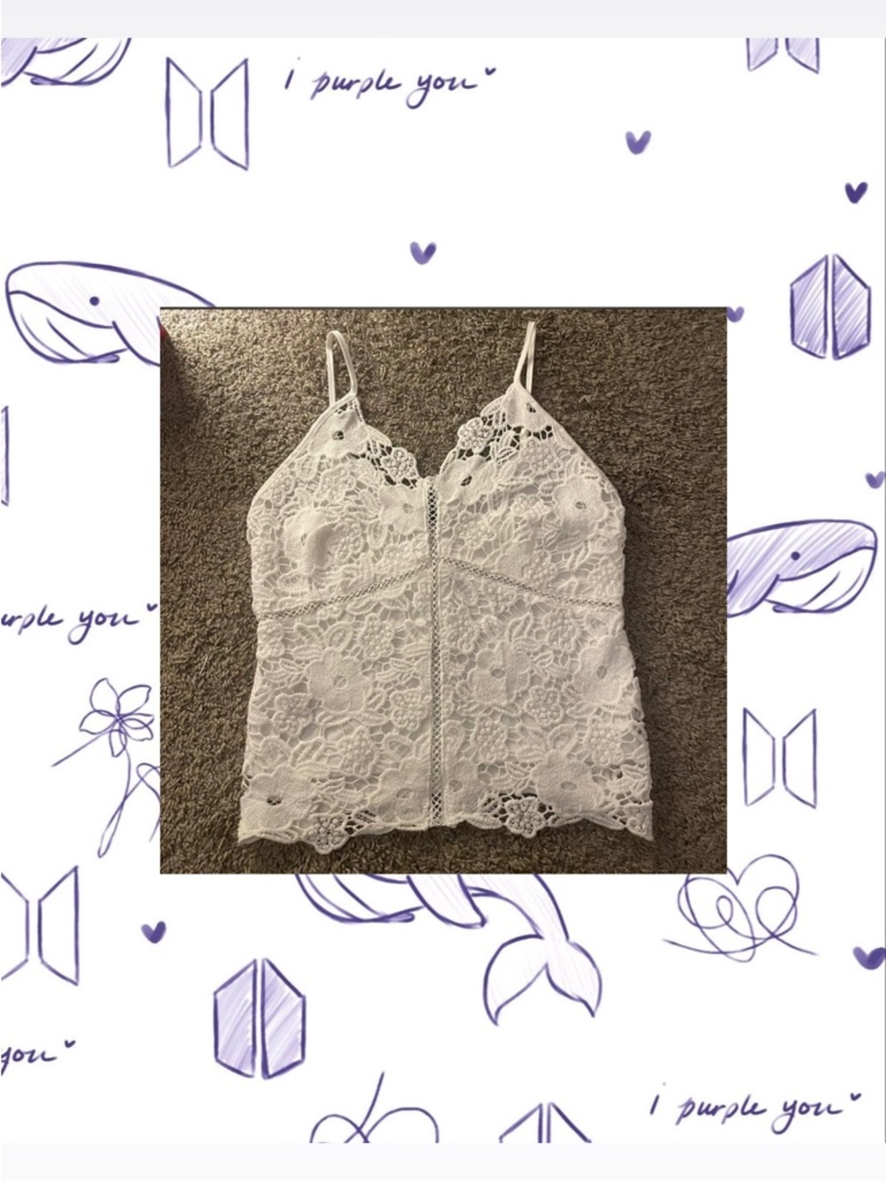 Ambiance White Floral Lace Camisole with V-Neck
